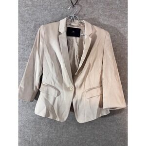 WITHBLACK Womens XS Champagne Satin Blazer 3/4 Sleeve Single Button Jacket